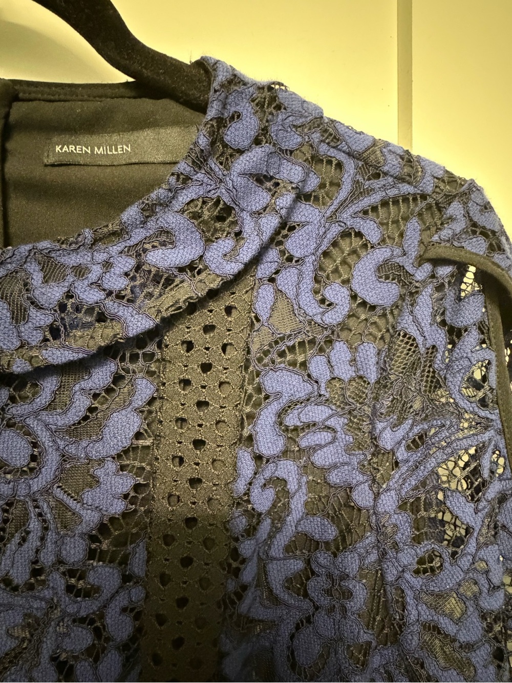 Karen Millen Lace Overlay Dress in Navy and Black - Picture 6 of 6